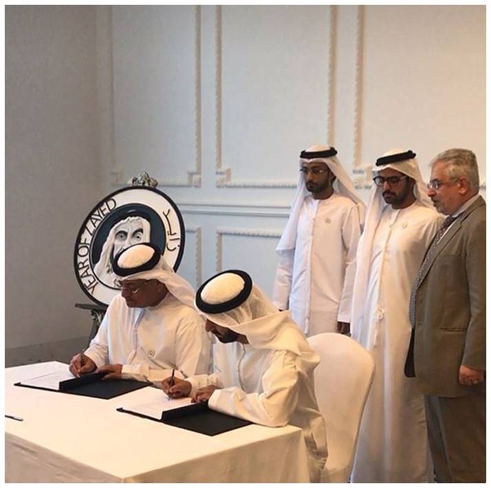 Signing a memorandum of understanding with the Foundation of His Highness Dr. Sultan bin Khalifa Al Nahyan, humanitarian and scientific